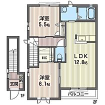 ディアコートＡ 00205 ｜ 栃木県小山市大字小山20（賃貸アパート2LDK・2階・61.63㎡） その2