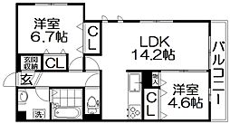 Sun Lemon 2階2LDKの間取り