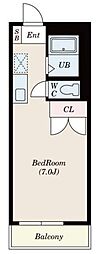 レオパレストゥインクル前沢 ワンルームの間取図画像