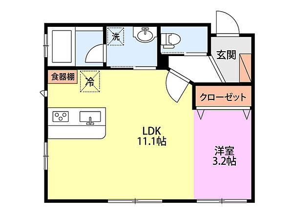 メイセ・エルフ 103｜新潟県長岡市蓮潟５丁目(賃貸アパート1LDK・1階・34.29㎡)の写真 その2