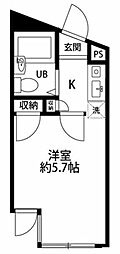 カミキマンション 1Kの間取図画像