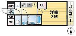 プレサンス三宮東フィール 1Kの間取図画像