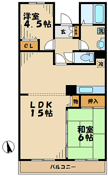 神奈川県伊勢原市高森７丁目(賃貸マンション2LDK・2階・58.23㎡)の写真 その2