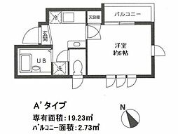 ヴァレー中落合 1Kの間取図画像