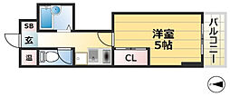 モンサンミッシェルハサカ 1Kの間取図画像