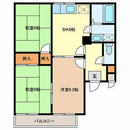 メゾンドネージュ6号館 3DKの間取図画像