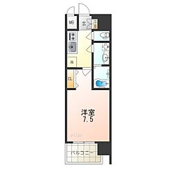 JR東西線 御幣島駅 徒歩10分の賃貸マンション 5階1Kの間取り