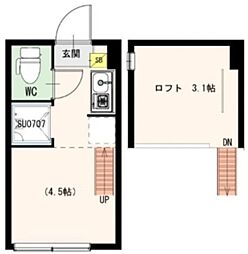 ラ・フォレスタ 2階ワンルームの間取り