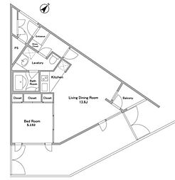 パークヒルコート 地下1階1LDKの間取り