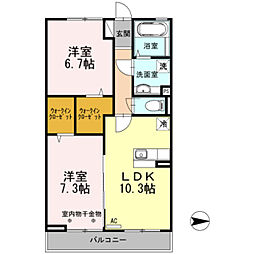 パークハイムMSK2 2LDKの間取図画像
