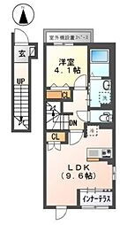 ラフィーネポルテ 2階1LDKの間取り