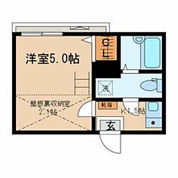 京急本線 大森町駅 徒歩6分の賃貸アパート 3階1Kの間取り