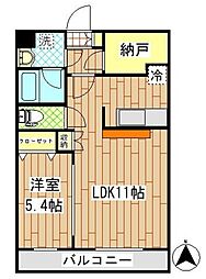 サンフィールVI 1階1LDKの間取り