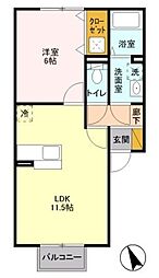 サンオークヒルズ 1LDKの間取図画像