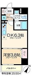 プライムブリス門前仲町 1DKの間取図画像