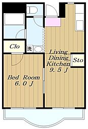 グリーンプラザ御園3 1LDKの間取図画像