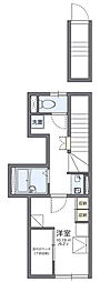 レオパレス雷塚II 2階1Kの間取り