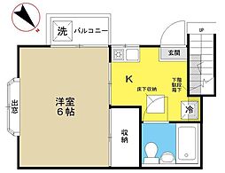 サウスビレッヂA 1Kの間取図画像
