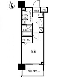 スカイコート川崎西口2 1Kの間取図画像