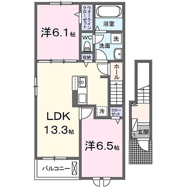 クルールＣ ｜大阪府泉佐野市鶴原(賃貸アパート2LDK・2階・59.58㎡)の写真 その2