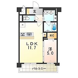 グランディールブライト2 1LDKの間取図画像