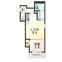 Osaka Metro御堂筋線 新金岡駅 徒歩10分の賃貸アパート 1階1LDKの間取り