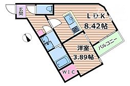 阪急千里線 千里山駅 徒歩8分の賃貸アパート 2階1LDKの間取り