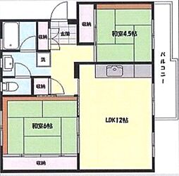 公団3103 4階2LDKの間取り
