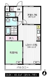 ドミシール吉祥寺 3階2LDKの間取り