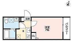イーストヴィレッジ 1Kの間取図画像