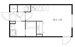 クールブラン戸越公園 1階ワンルームの間取り