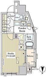 パークアクシス白金 9階ワンルームの間取り