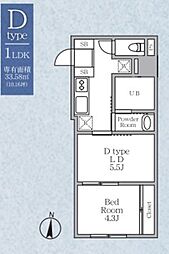 ラヴィエール錦糸公園 9階1LDKの間取り