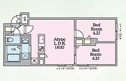 エルファーロ三鷹 2LDKの間取図画像