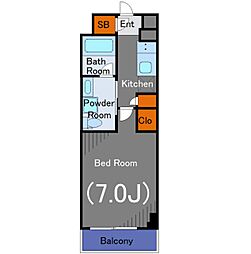 ザ・レジデンス・オブ・ト―キョーKK06 1階1Kの間取り