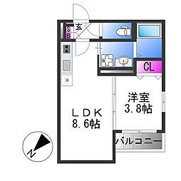 SAKURA RIVER 1階1LDKの間取り