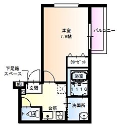 フジパレス放出3番館 1Kの間取図画像