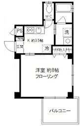 シャルマンドミール 1階1Kの間取り