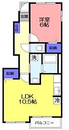 スプリングコート 1LDKの間取図画像