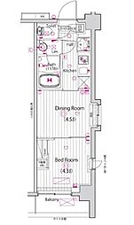 GALA武蔵小杉GRANDSTAGE 1DKの間取図画像