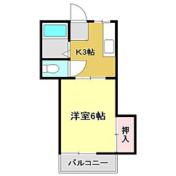 プレステージ仲田 1Kの間取図画像