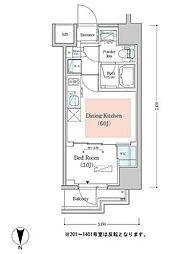 アーバネックス深川木場 12階1DKの間取り