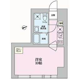 V-music中野 2階1Kの間取り