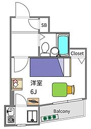 柳盛堂第2ビル 1Kの間取図画像
