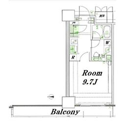 品川タワーフェイス 1Kの間取図画像