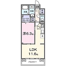 堺市北区北花田町4丁アパート 1LDKの間取図画像