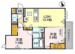 サンブライトイースト 1LDKの間取図画像
