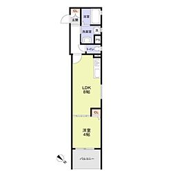 CASA CALMA南江口 1LDKの間取図画像