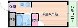 Osaka Metro谷町線 都島駅 徒歩10分の賃貸マンション 5階ワンルームの間取り