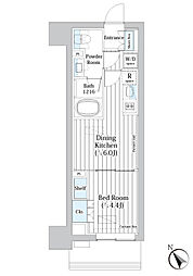 ライオンズフォーシア築地ステーション 2階1DKの間取り
